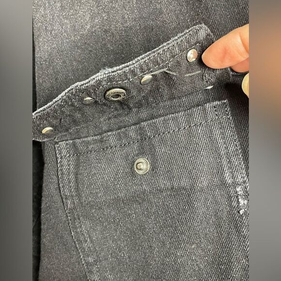 Zara Black Oversized Rhinestone Embellished Frayed Denim Jacket S - Picture 6 of 10